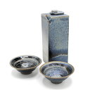 山下陶房 山下秀樹 銀化天目(ぎんかてんもく) 酒器揃 角片口 (蓋付) (大)・盃 2個 冷酒 熱燗 ぬる燗 おしゃれ ギフト プレゼント