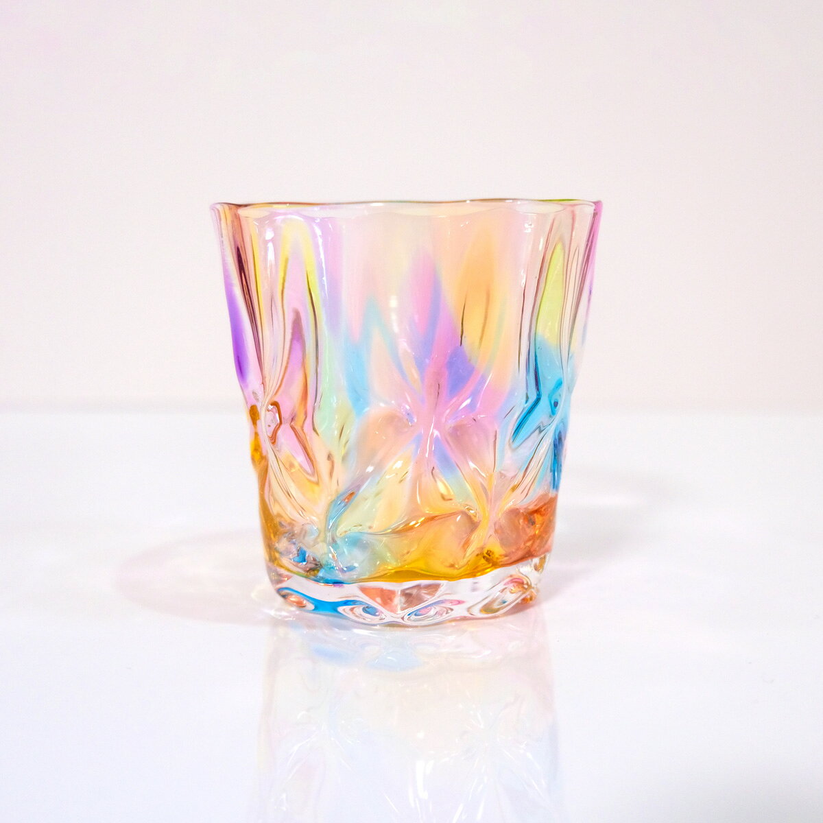 glass calico プリズム レトロ ロックグラス ウイスキー 焼酎 タンブラー グラスキャリコ ハンドメイド グラス おしゃれ 来客用 ギフト プレゼント 2