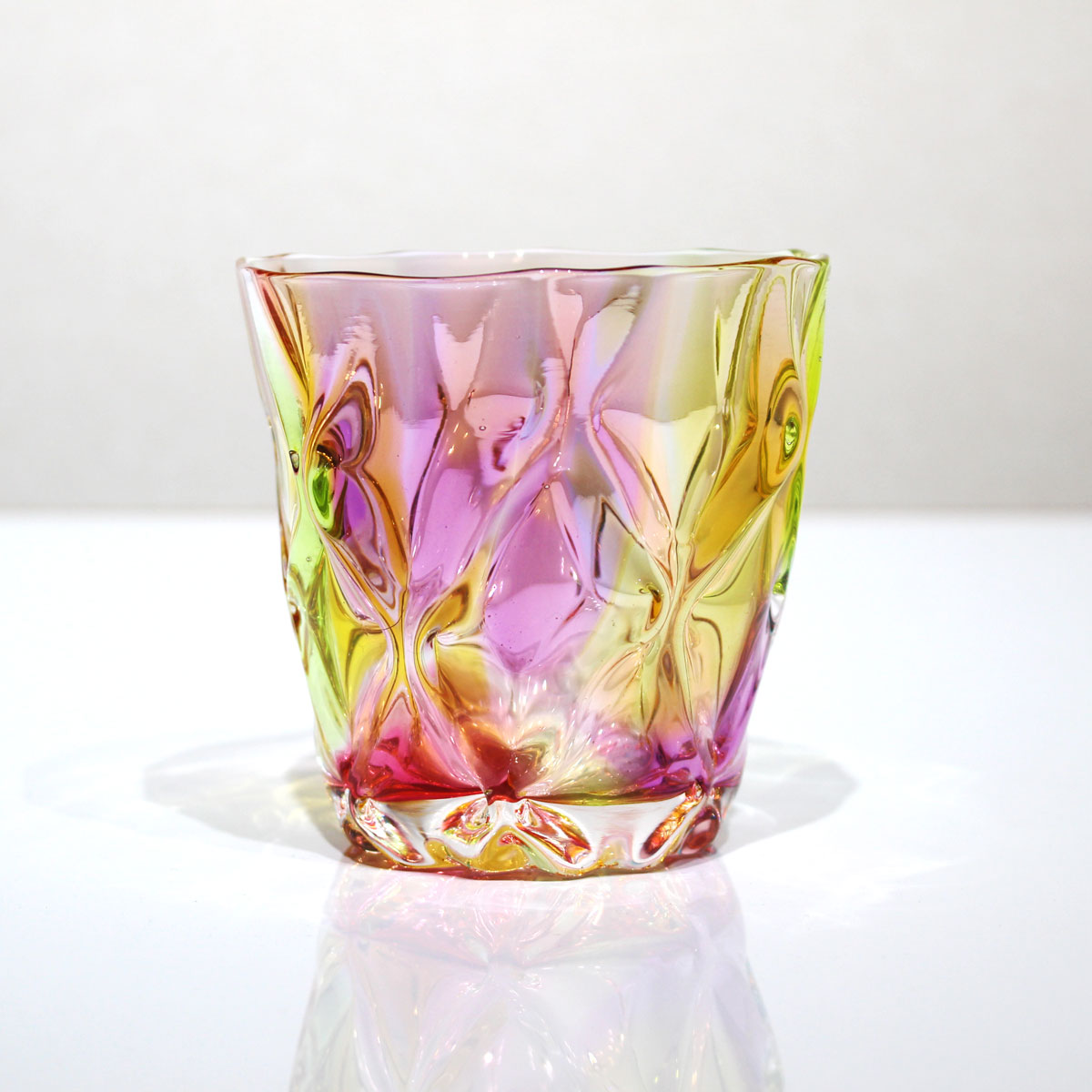 glass calico プリズム レトロ ロックグラス ウイスキー 焼酎 タンブラー グラスキャリコ ハンドメイド グラス おしゃれ 来客用 ギフト プレゼント 3