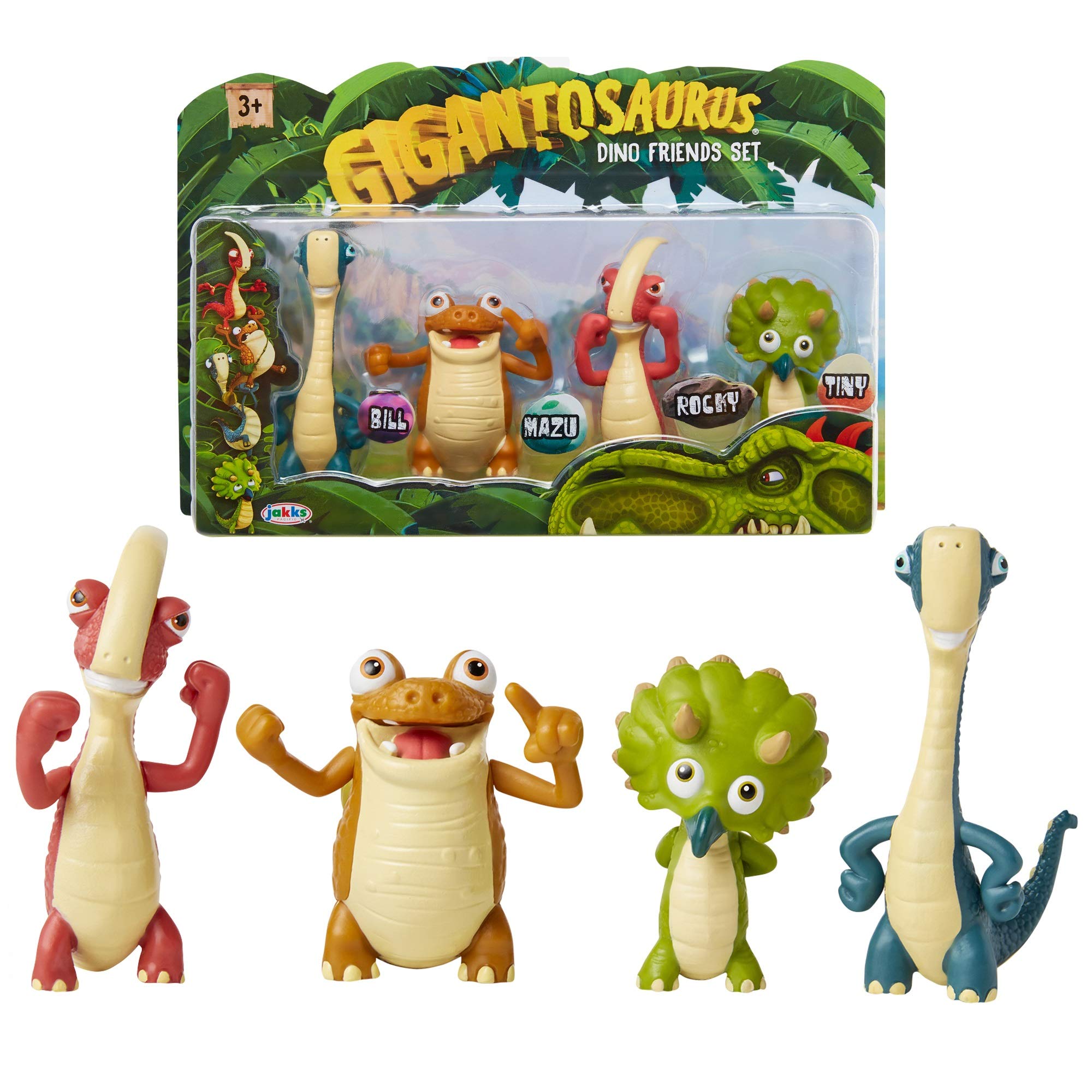 Gigantosaurus キャラクターフィギュア 4個セット 関節式アーム&テール付き 恐竜のおもちゃスタンド 高さ約3~3.5インチ 恐竜おもちゃ 男の子&女の子 3歳以上