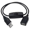 USBスイッチ付き延長ケーブル USBケーブル 2.4A USB2.0 LED青色ランプ