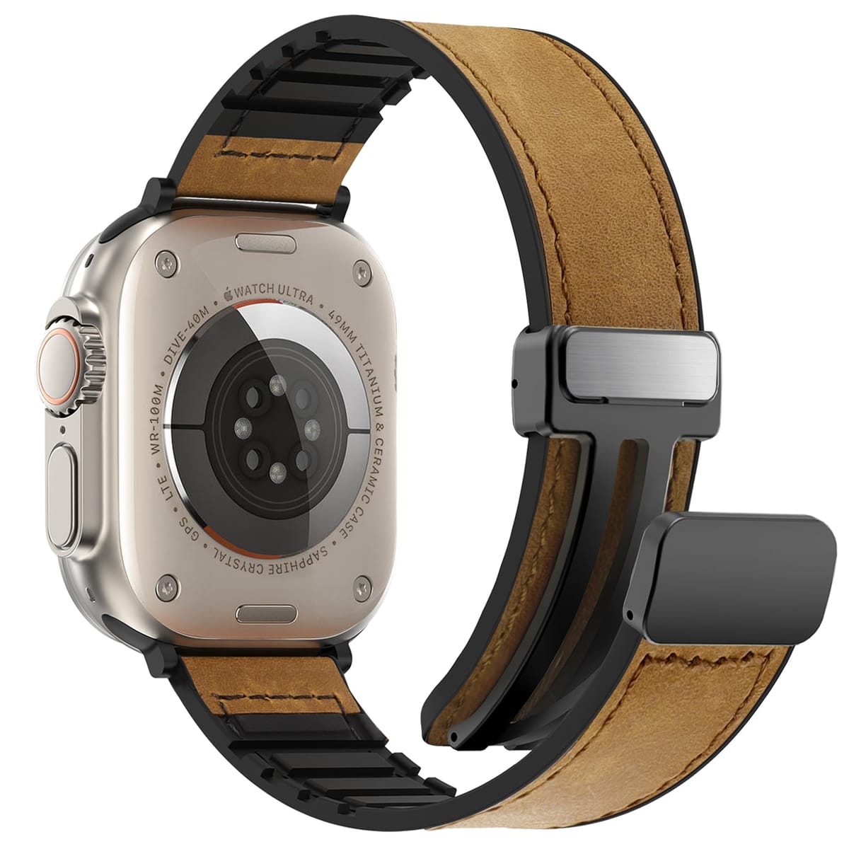 マグネット式レザーバンド Apple Watch Series 9 41mm 45mm/ Ultra2 49mm 男女兼用 ソフトシリコンパッチワークレザーストラップ 交換用 Apple Watch Ultra Series 8/7/6/5/4/3/2/