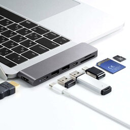 サンワダイレクト MacBook Air/Pro USB-C ハブ PD対応 4K対応 HDMI SD/microSD USB3.0×2 400-ADR320GPD