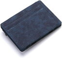 Fida&Moon メンズ マジックウォレット メンズ PUレザー ジッパー 小銭入れ ポーチ プラスチック クレジットバンク カード ケース ホルダー (ブルー), ブルー, Small(4)