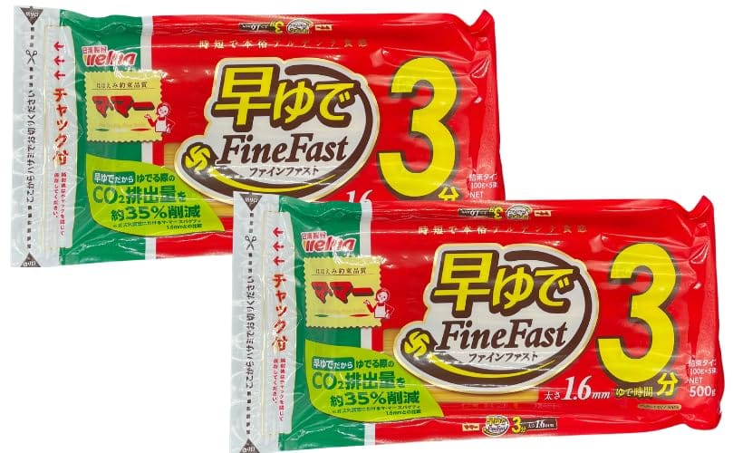 日清製粉 ウェルナ 早ゆで パスタ 1.6mm ゆで時間3分 500g入り×2袋セットのサムネイル