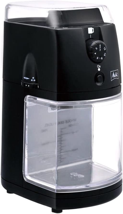 メリタ Melitta コーヒー グラインダー コーヒーミル 電動 フラットディスク式 杯数目盛り付き ホッパー 100g、 定格時間 90秒間 パーフェクトタッチII CG-5B ブラック