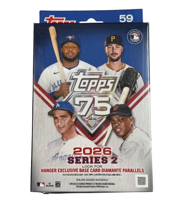 【2026 TOPPS SERIES 2 BASEBALL】2026年 Topps Baseball カードコレクション第2弾。ハンガーボックス形式:便利なハンガーボックスパッケージで、野球カード愛好家への保管、展示、ギフトが簡単です。お気に入りを集めましょう:現在のMLBプレーヤー、ルーキー、ベテランをフィーチャー。さまざまなベースカードとインサートカード。チェイスのレアインサート:各ボックスには、サイン、遺物、パラレル、その他のエキサイティングなショートプリントのインサートカードを見つけるチャンスがあります。コレクターに最適:2026年のToppsシリーズ2セットを作りたいと思っているベテラン愛好家や初心者に最適です。 2026年のToppsシリーズ2野球ハンガーボックスは、野球カードコレクターやスポーツ愛好家にとって必需品です。 このハンガーボックス形式は、コレクションを構築するための便利でエキサイティングな方法を提供します。リーグ全体からの豊富な種類のカードが特徴です。 各ボックスには、お気に入りのプレイヤーを紹介するベースカードが入っています。パラレルやインサート、その他のエキサイティングなヒットを引くチャンスがあり、すべてのオープニングをスリリングな体験にします。 ショートプリントや珍しいバリエーションを追いかけるベテランコレクターでも、趣味に飛び込みたい初心者でも、このハンガーボックスは素晴らしい価値とエンターテイメントを提供します。 2026シリーズ2は、見事なカードデザインと包括的なプレーヤーカバーを通じて、ゲームの精神を捉えるというToppsの長年の伝統を継承しています。 展示、取引、セットの完成に最適なこのハンガーボックスは、野球ファンへの素晴らしい贈り物になります。 最新シリーズからどんな伝説や新星を引き出すことができるか見てみましょう。