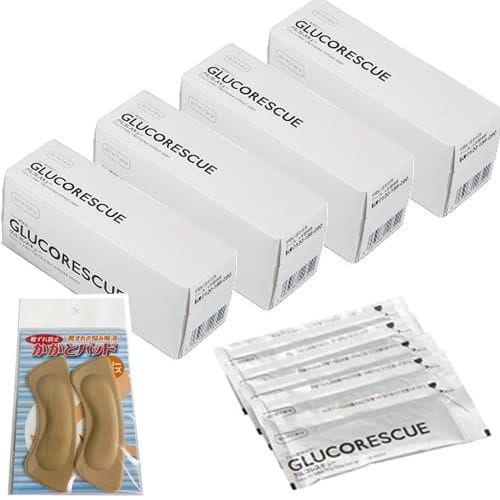 乐天商城 - 【4箱セット】グルコレスキュー（ブドウ糖補給ゼリー）25g×5包 運動対策用 靴擦れ防止かかとパッド1ペア（2枚入）付