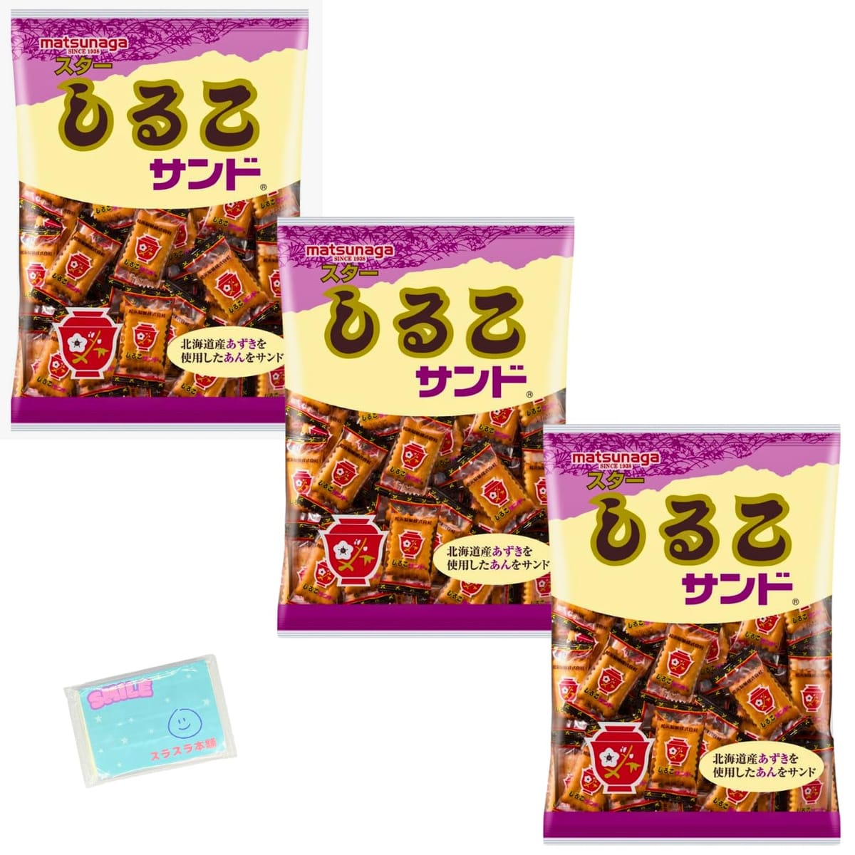 松永製菓 スターしるこサンド 160g ×3袋セット ★スラスラ本舗オリジナルポケットティッシュ付き★