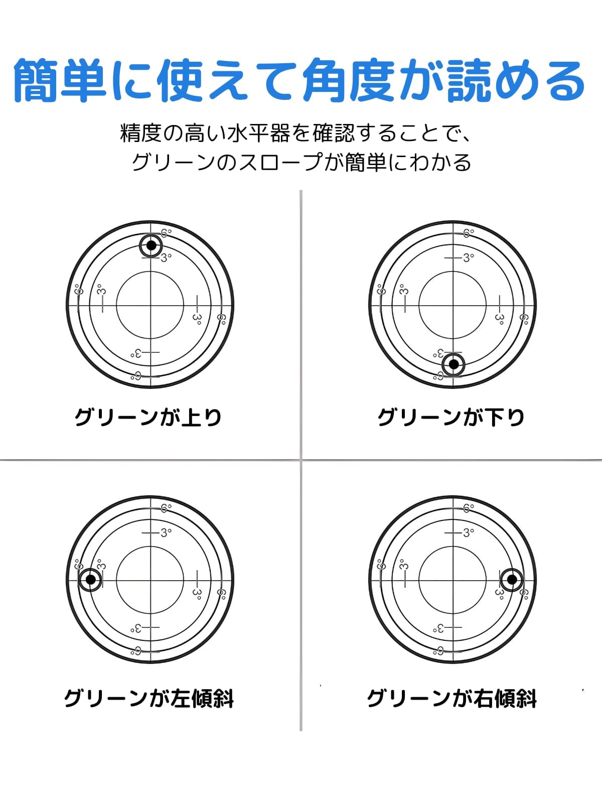 Alta Green ゴルフマーカー水平器付き グリーン上の高低差を確認 練習用
