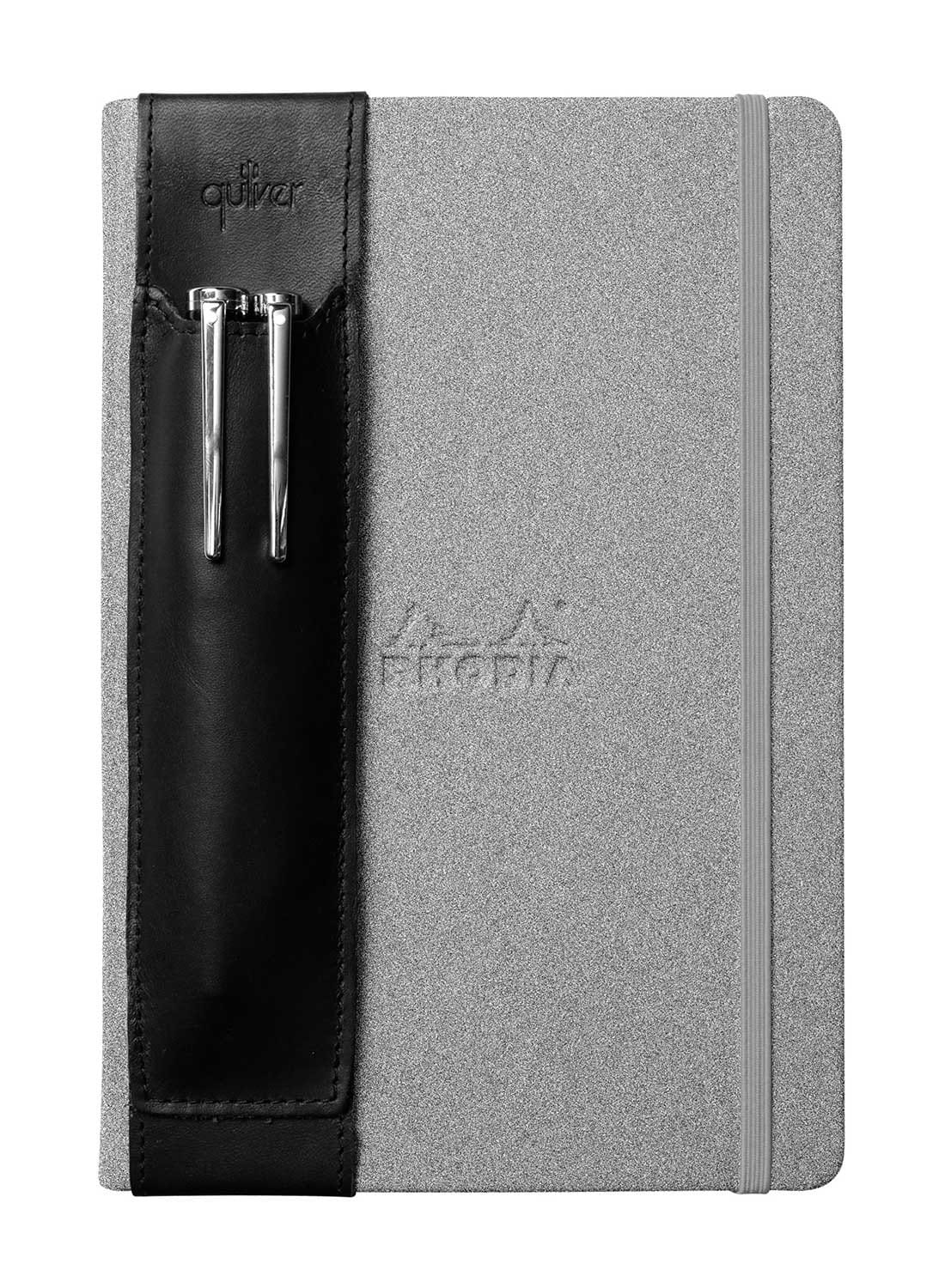 クイヴァーQuiver 2本差しペンホルダー モレスキンハードカバー用（A5）黒革
