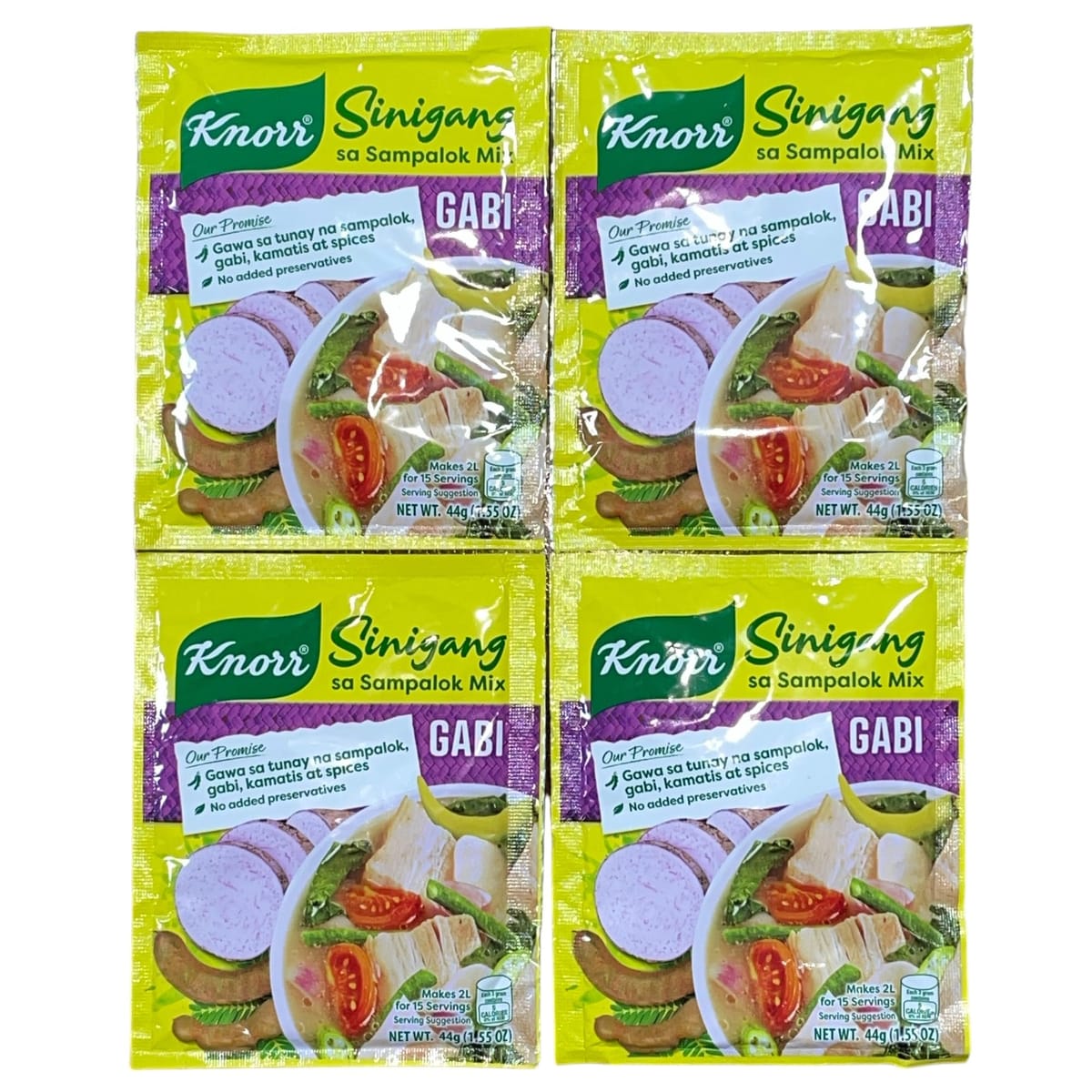 商品名: Knorr Sinigang sa Sampalok Mix Gabi 内容量: 44g 主な材料: タマリンドエキス、ガビ（タロイモ）エキス、香辛料、調味料など 使用方法: シニガン（Sinigang）として知られるフィリピンの酸味のあるスープを作るための調味料です。一般的には、豚肉、魚、またはシュリンプと一緒に使用されます。 特徴: タマリンドとガビの風味が特徴で、シニガンの味を再現します。 製造元: Knorr（ネスレが所有） 製造国: フィリピン 商品名: Knorr Sinigang sa Sampalok Mix Gabi 44g 主な材料: サンパロック（タマリンド）エキス、ガビ（タロイモ）エキス、香辛料、調味料など 内容量: 44g 用途: シニガン（Sinigang）と呼ばれる酸味のあるスープ料理の調理に使用されます。通常、豚肉、魚、またはシュリンプと一緒に調理されます。 特徴: タマリンドの酸味とガビの風味が特徴で、フィリピンの伝統的なシニガンの味を再現します。 使用方法: 調理の際、熱湯に調味料を溶かし、肉や野菜を加えてシニガンを作ります 製造元: Knorr 製造国: フィリピン
