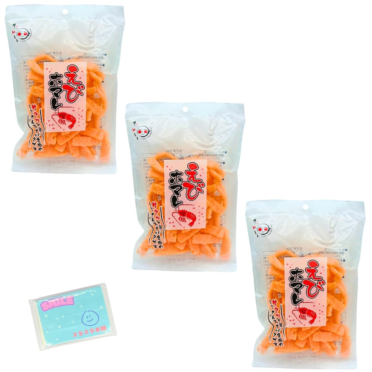 竹新 えびホマレ 45g ×3袋セット ★スラスラ本舗オリジナルポケットティッシュつき★