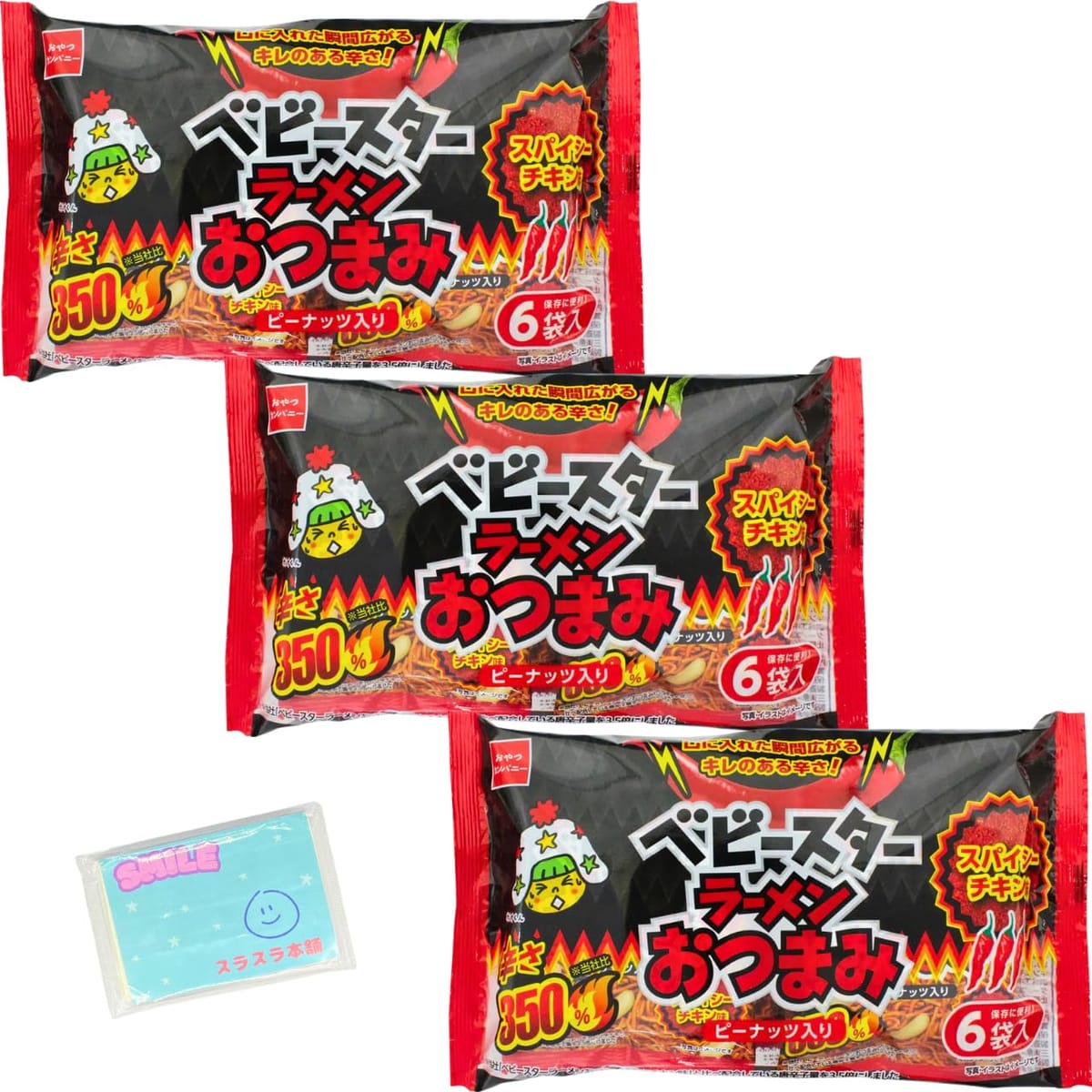 Monolog Style おやつカンパニー ベビースター ラーメンおつまみ スパイシーチキン味 126g(21g×6袋) ×3袋セット ★スラスラ本舗オリジナルポケットティッシュ付き★