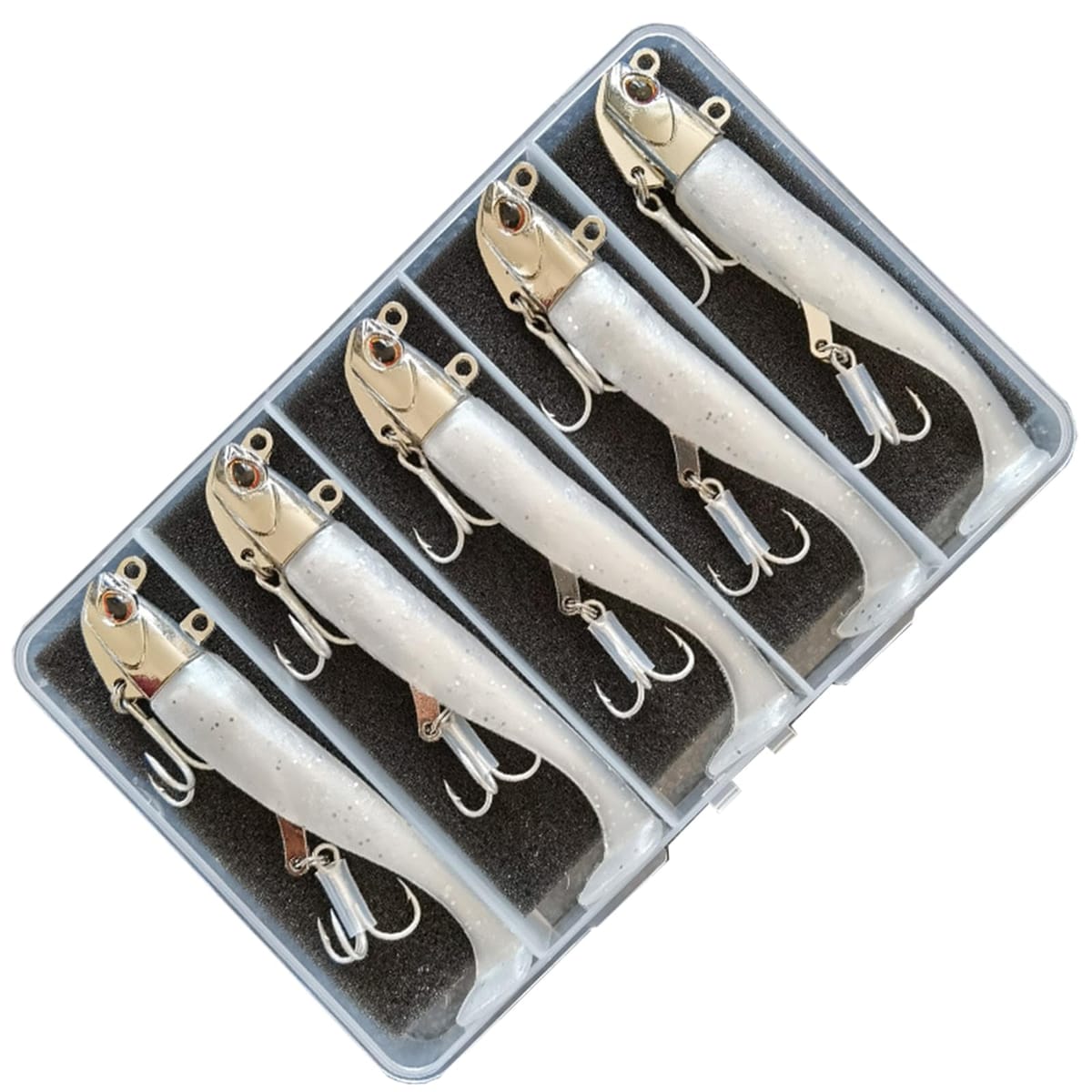 mamota ルアーセット ワームセット ジグヘッドワーム 30g シーバス ヒラメ マゴチ 青物 淡水 海釣り シャッドテール ソフト 釣具 ケース付き 5個セット