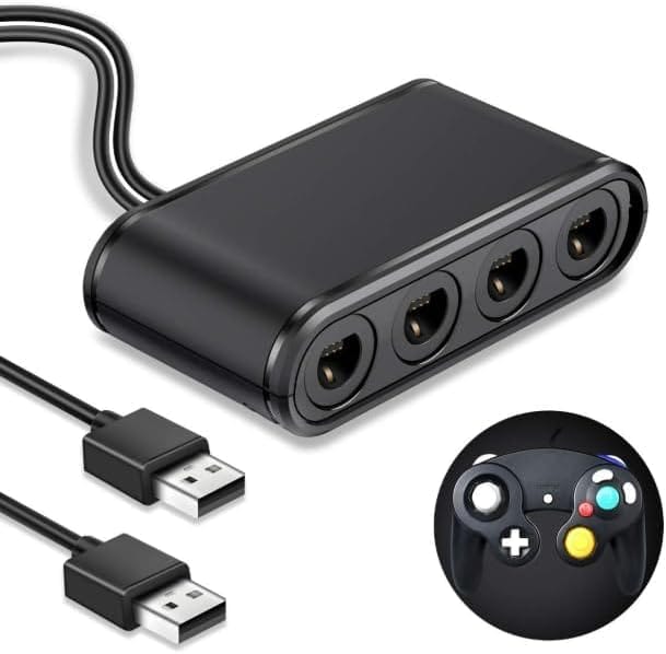 GCコントローラー接続タップ ゲームキューブコントローラー 変換アダプタ 4ポート搭載 最大8人同時プレイ対応 大乱闘スマッシュブラザーズ向け Switch/Switch有機ELモデル/Wii U/PC対応
