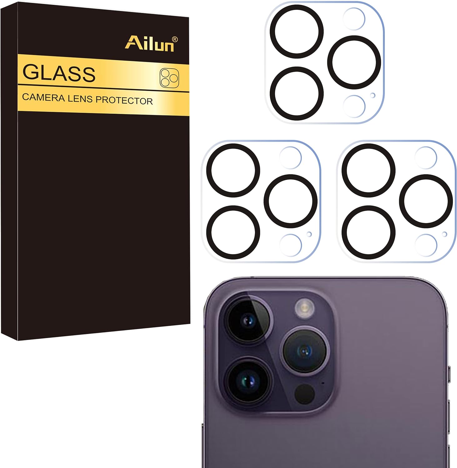 Ailun カメラレンズプロテクター 3枚パック iPhone 14 Pro 6.1インチ & iPhone 14 Pro Max 6.7インチ 強化ガラス 硬度9H ウルトラHD 傷防止 取り付け簡単 ケースフレンドリー [ナイトショット…