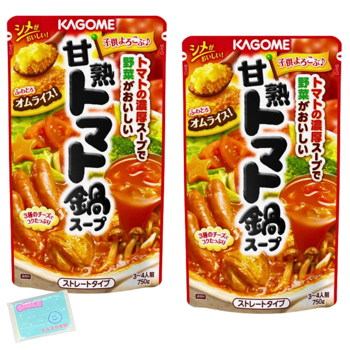 Monolog Style カゴメ 甘熟トマト鍋スープ 750g ×2個セット ★スラスラ本舗オリジナルポケットティッシ..
