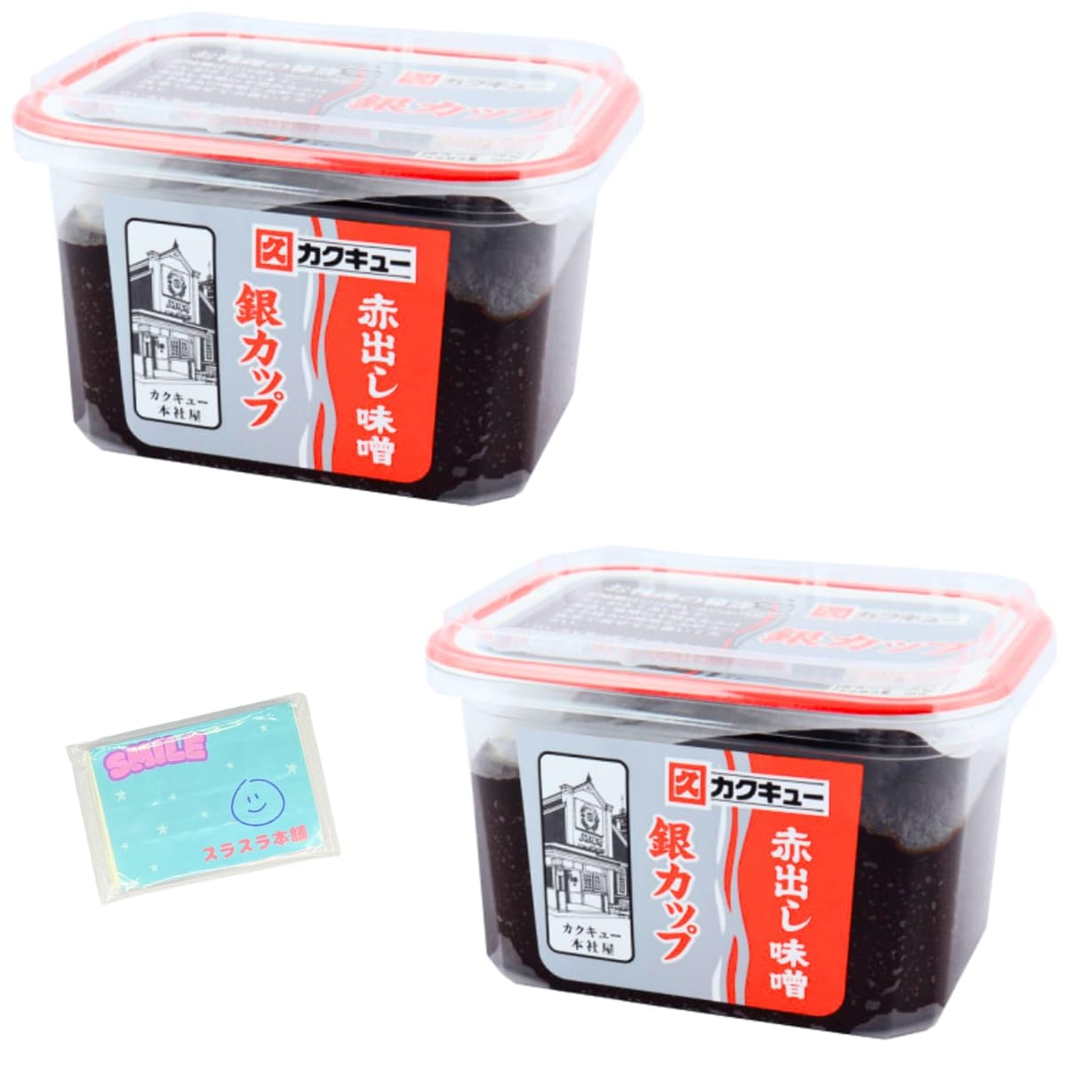 Noodle Soup - Monolog Style カクキュー 赤だし味噌 銀カップ 400g ×2個セット ★スラスラ本舗オリジナルポケットティッシュ付き★