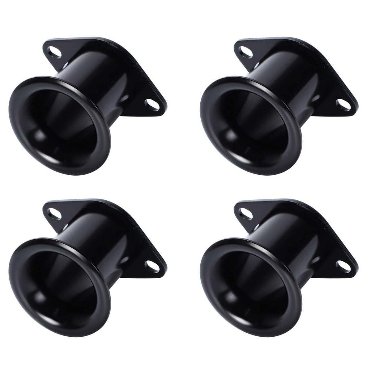 Kanoan アルミ エアファンネル カール 44 × 72 mm 2個 4個 セット トヨタ AE86 等 汎用 社外品 キャブレター 交換 (4個セット（ブラック）)