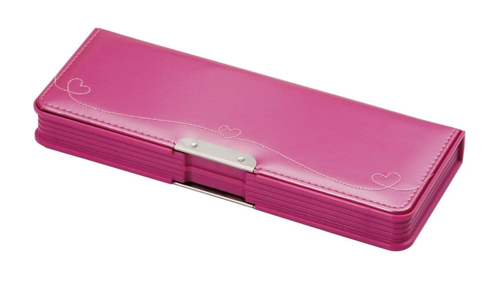 クツワ 刺しゅう筆箱 CV035 2ドアタイプ ピンク