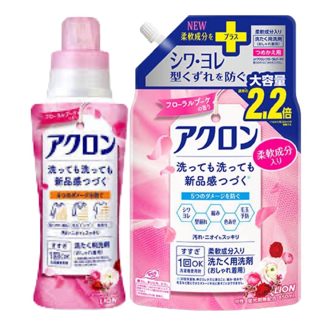 LION ライオン アクロン フローラルブーケの香り 本体 450ml 詰め替え 大容量 850mL 各1個セット