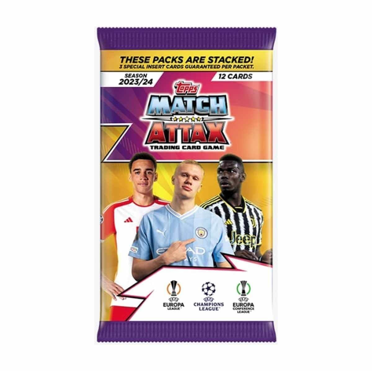 2023-24 Topps Match Attax UEFAチャンピオンズリーグカードパケット(各12枚)。