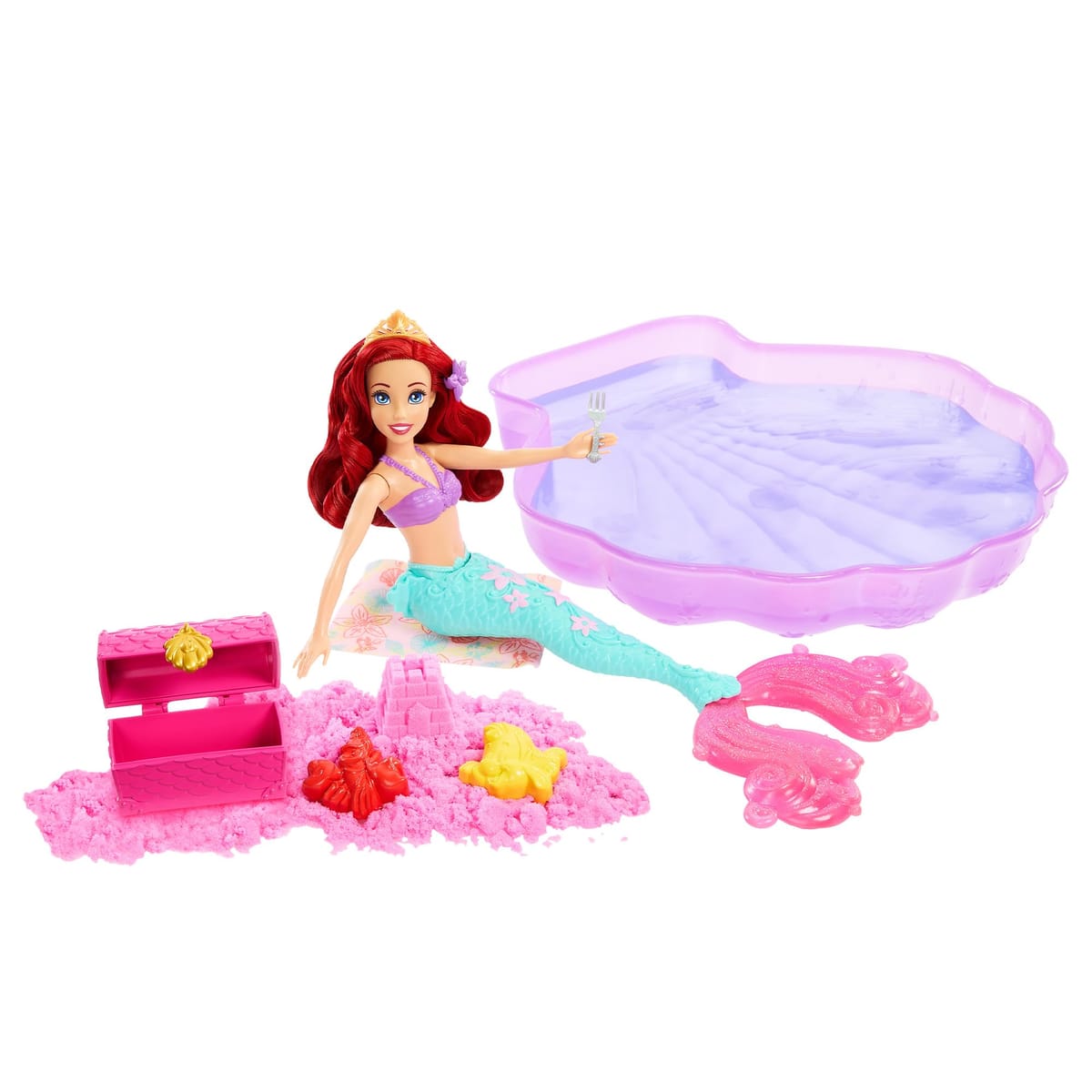 Cooking, Crafts Toys - ディズニー（Disney）/ディズニープリンセス（Disney Princess） おへやでビーチ☆マーメイドアリエル きせかえ人形・ハウス ままごと・ごっこ遊び プレイセット　ドール1体付 6歳から パープル HWB39