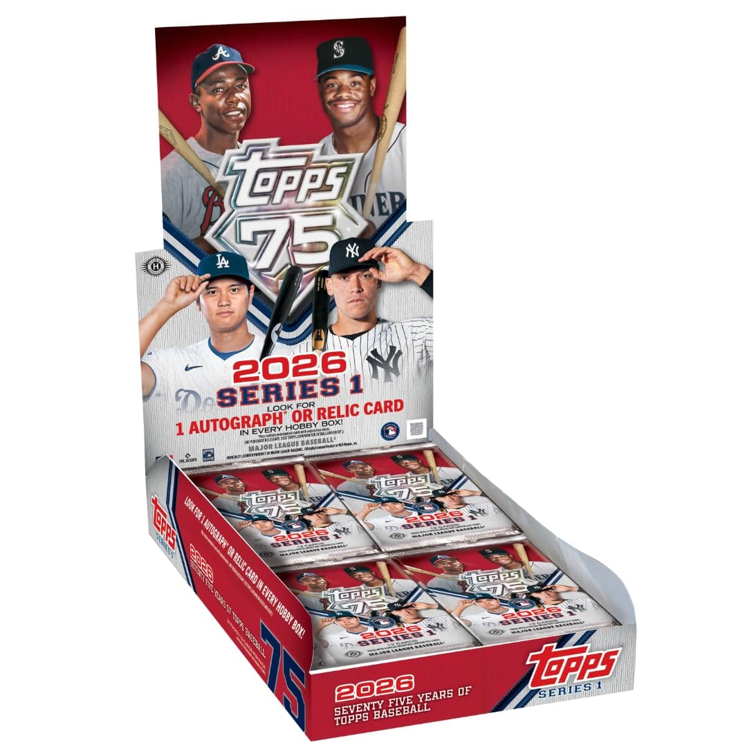 Rakuten - 2026 Topps Baseball Series 1 ホビーボックス - 75周年記念 - 各ボックスにサインまたは遺物カード1枚。