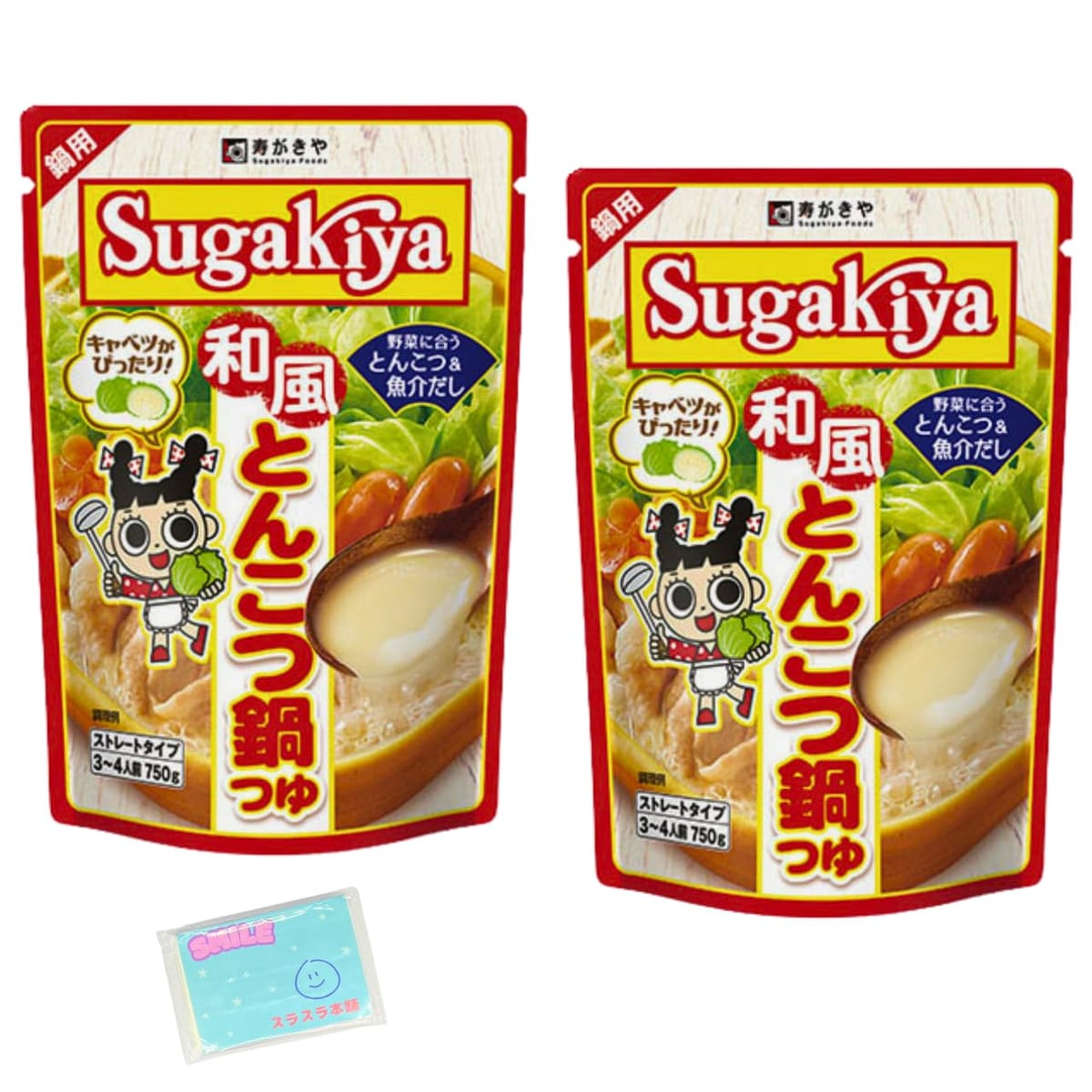 Monolog Style 寿がきや食品 SUGAKIYA和風とんこつ鍋つゆ 750g ×2個セット ★スラスラ本舗オリジナルポ..