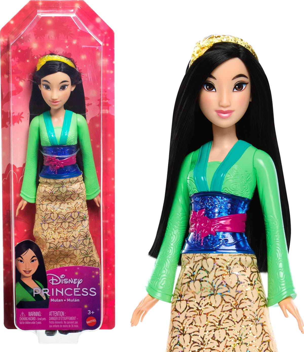 樂天商城 - Mattel Disney Princess Dolls, Mulan Posable Fashion Doll with Sparkling Clothing and Accessories, Mattel Disney Movie Toys