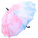 藤田屋 傘 レディース 長傘 桜骨 16本骨 60cm 雨傘 日傘 遮光 UVカット率 98% UPF50+ 晴雨兼用 おしゃれ かわいい 大きい 一枚張り ダモンデ(damonde)