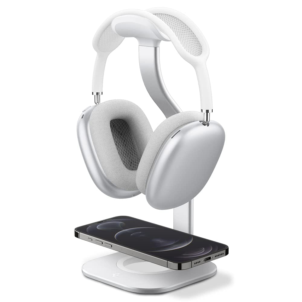 Spigen プレミアムヘッドホンスタンド AirPods Max、Sonos Ace、Bose、Beats、Sony、PlayStation、Sennheiser用に設計 [充電器は含まれていません] アルミニウムユニバーサルヘッドホンドック - シル