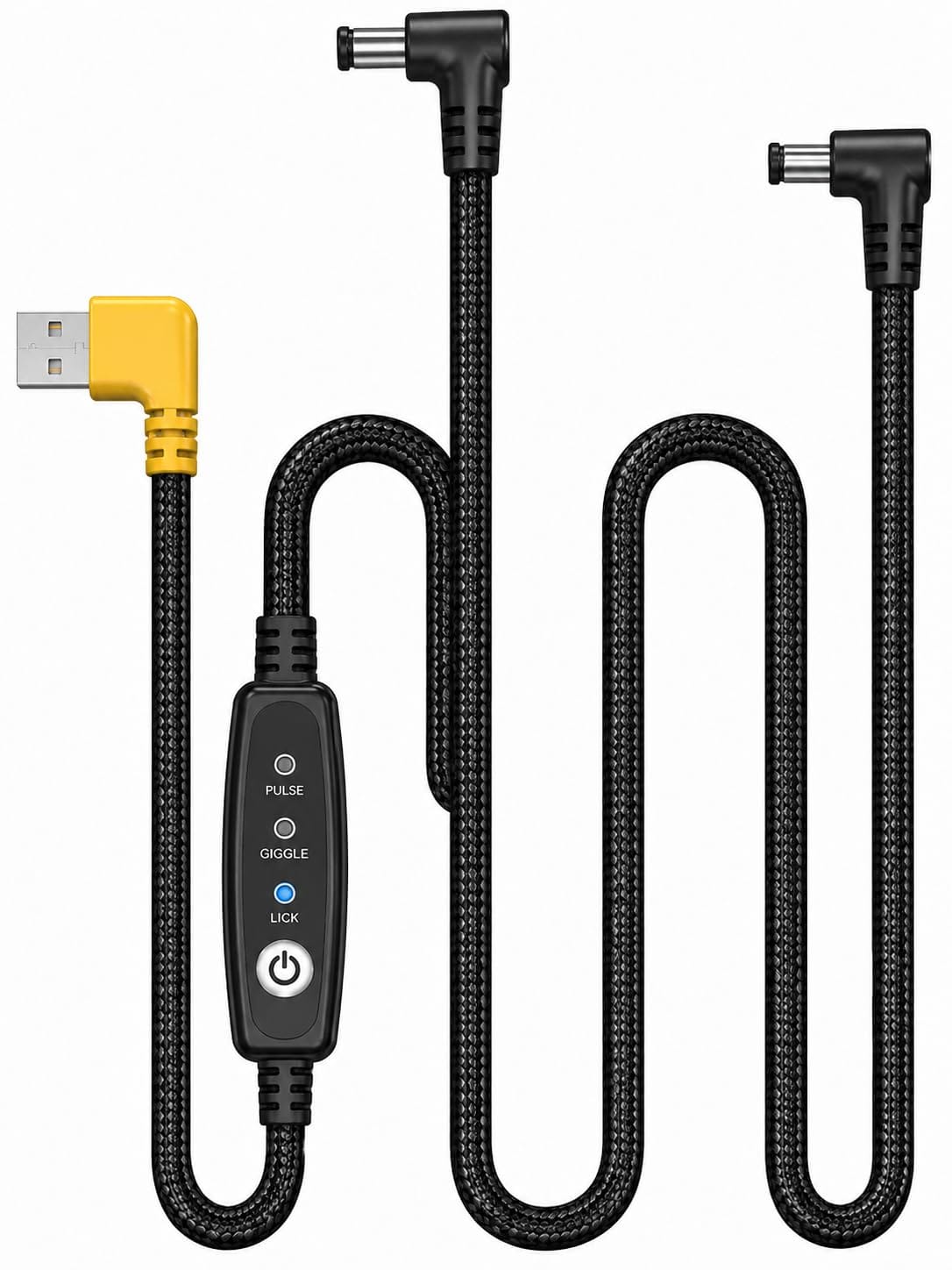 空調作業服用 ファンケーブル 5V /7.4V /12V汎用 L字型USB/DCプラグ 外径3.8/内径1.35mm 空調ウェア用 (3段階調整ボタン)1本