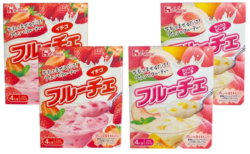 ハウス フルーチェ 2種類 食べ比べセット（イチゴ・ミックスピーチ）各種2箱ずつ 合計4箱セット