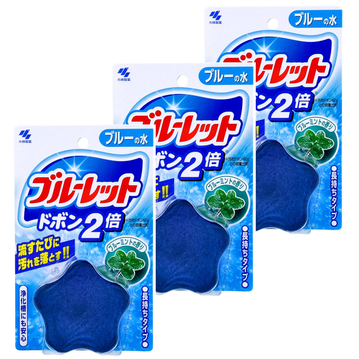 【まとめ買い】 ブルーレット ドボン2倍 トイレタンク洗浄剤 ブルーミントの香り 120g × 3個
