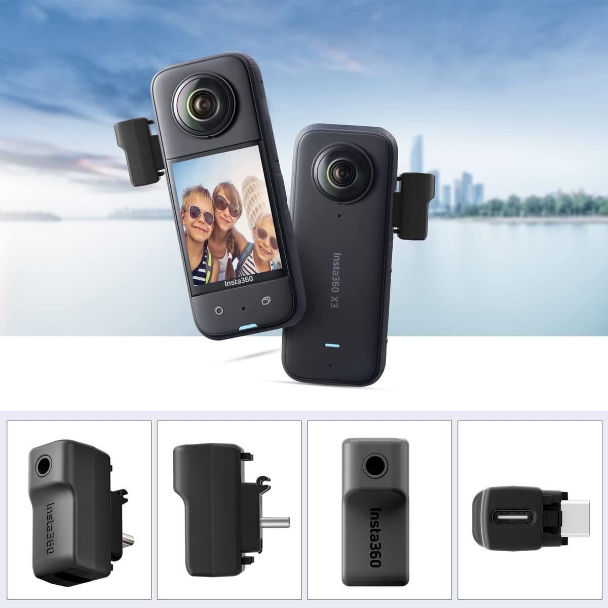 CYNOVA Insta 360 X3カメラ、Type-C、3.5mmオーディオポート用外部マイクアダプタ...