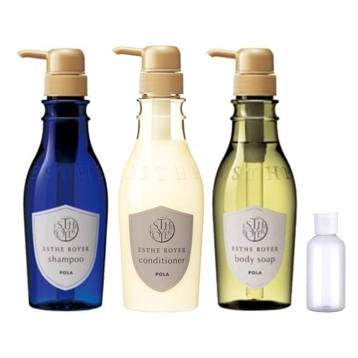 セット内容: シャンプー＆コンディショナー＆ボディソープ 400mL 3本セット、旅行など携帯に便利なトラベルボトル付き香りの特徴: ロイヤルシトラスの香りで、優雅さとフレッシュ感を持ちあわせた心地よい香りです配合成分: グレープフルーツオイルや、ベルガモット、ラベンダーなど、リラクゼーション効果の高い香りをブレンドしています使用感: 優雅さとフレッシュ感を持ちあわせた香りに、心も体も満たされます携帯性: 旅行など携帯に便利なトラベルボトル付きで、外出先でも快適にご使用いただけます保湿成分: マリンコラーゲン、オリーブスクワラン、海浜植物シーラベンダー配合で、うるおいを与え乾燥を防ぎます洗浄効果: きめ細かな泡立ちで毛穴の汚れをすっきり落とし、ミネラル豊富な保湿成分でつややかな髪と肌に導きます 海＆植物の恵みが、極上のエステ体験をもたらす、上質ヘア＆ボディケアシリーズ 毛穴の汚れをすっきり落とし、きめ細かな泡立ちとミネラル豊富な保湿成分でつややかな髪に。 優雅さとフレッシュ感を持ちあわせたロイヤルシトラスの香り。 フランス ブルターニュ地方に生育している海浜植物「シーラベンダー*」や、 マリンコラーゲン、オリーブスクワランを配合し、 うるおいを与え、乾燥を防ぎ、ツヤのある肌・髪に導きます。 ロイヤルシトラスの香り グループフルーツオイルや、ベルガモット、ラベンダーなど、 リラクゼーション効果の高い香りをブレンド。 優雅さとフレッシュ感を持ちあわせた香りに、心も体も満たされます。