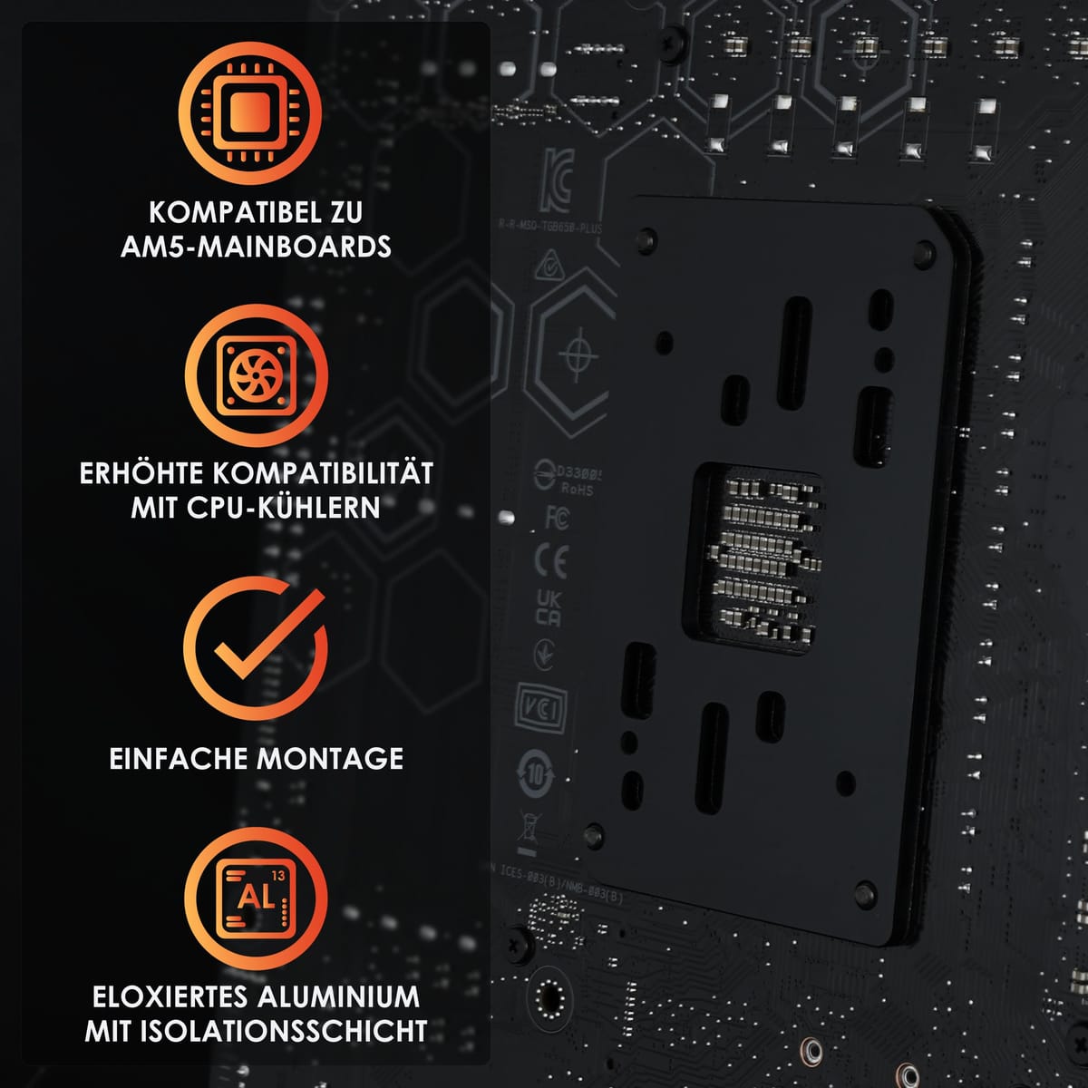 美的生活ヘルシーライフ本店のThermal Grizzly AM5 M4バックプレート - AMD AM5マザーボード用のクーラー互換性を拡張 - オリジナルのAM5バックプレートを交換するためのオプションの取り付けプレート。｜アングル2