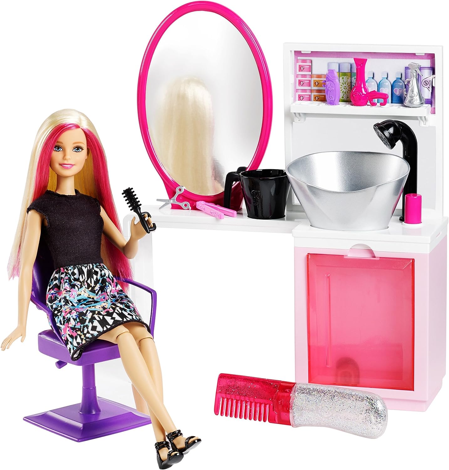 o[r[l` Xp[N X^CT&uhh[ vCZbg Barbie Sparkle Style Salon & Blonde Doll Playset