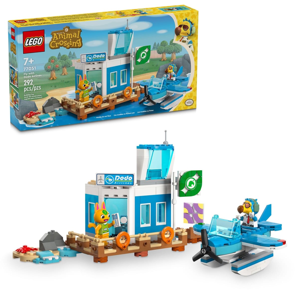 レゴ(LEGO) どうぶつの森 飛ぶ ドードー航空 空港プレイセット付き 子供用飛行機おもちゃとパイロットミニフィギュア ビデオゲームシリーズにインスパイアされた 7歳以上の女の子と男の子へのギフト、77051
