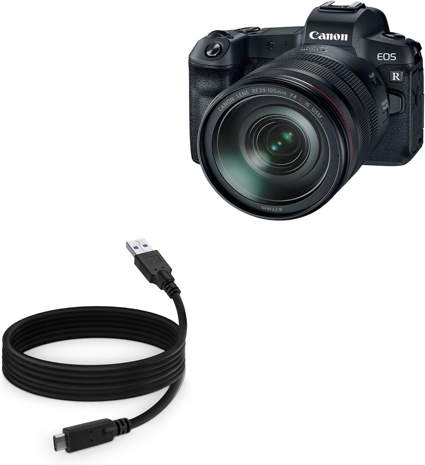 BoxWave ケーブル Canon EOS R - DirectSync - USB 3.0 A - USB 3.1 Type C USB C 充電 同期ケーブル Canon EOS R - 6フィート - ブラック