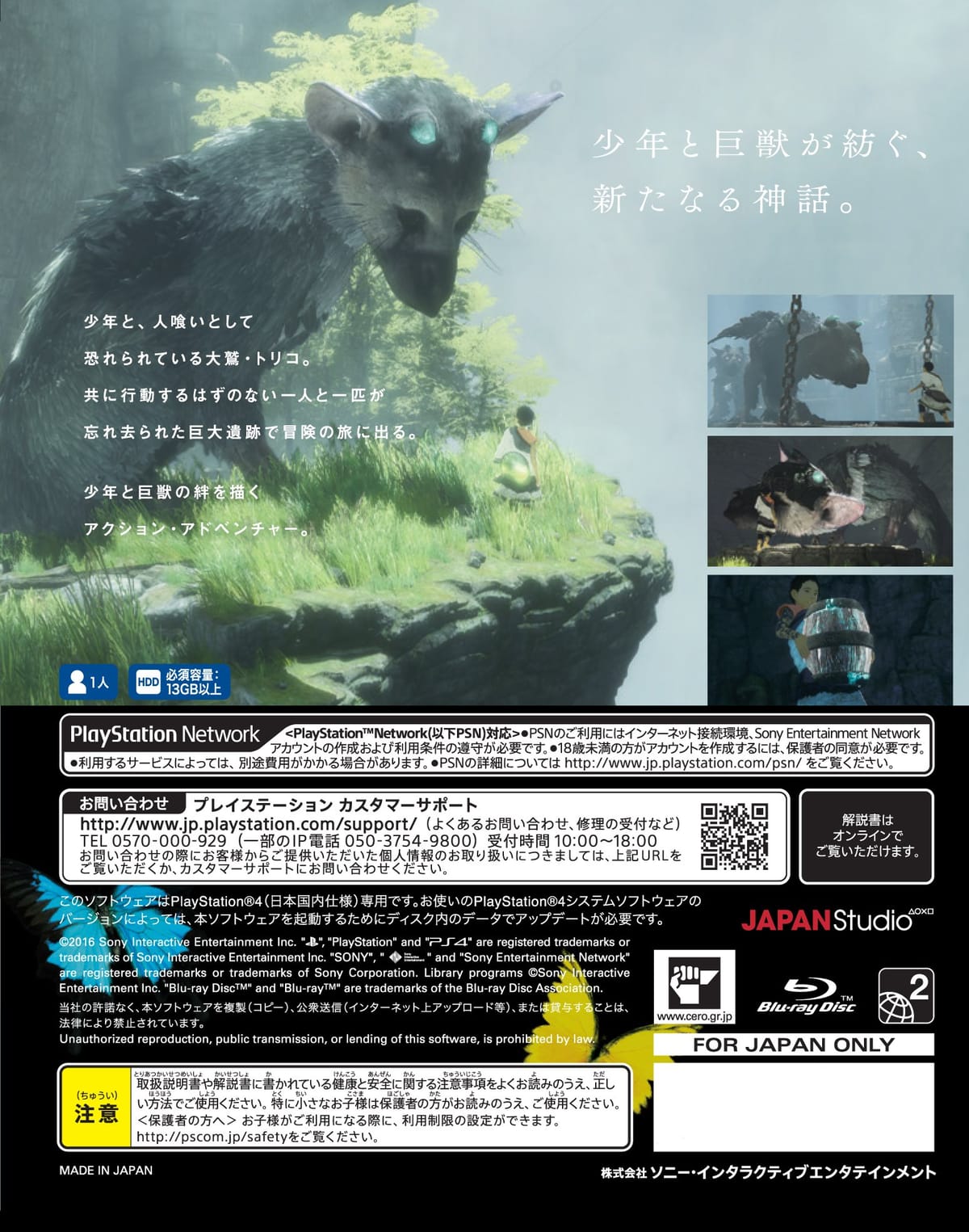 美的生活ヘルシーライフ本店の人喰いの大鷲トリコ 初回限定版 【早期購入特典】「オリジナルPlayStation 4テーマ」「ミニサウンドトラック」がダウンロードできるプロダクトコード封入 - PS4｜アングル2
