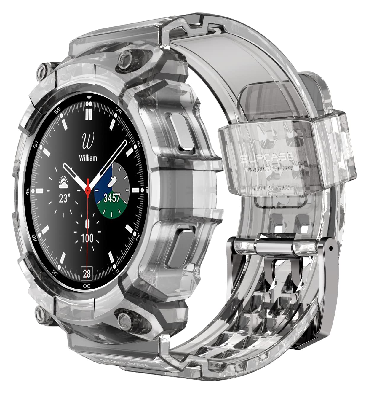 SUPCASE [Unicorn Beetle Pro] シリーズ Galaxy Watch 4 Classic [46mm] 2021年発売用ケース ストラップバンド付き頑丈な保護ケース (フロストブラック)