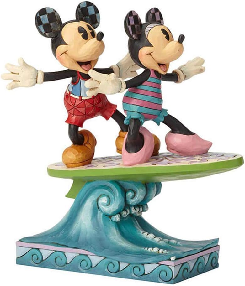 enesco 置物 Minnie & Mickey Surfboard W10.4×H19×D17.2cm Disney Traditions 6001275