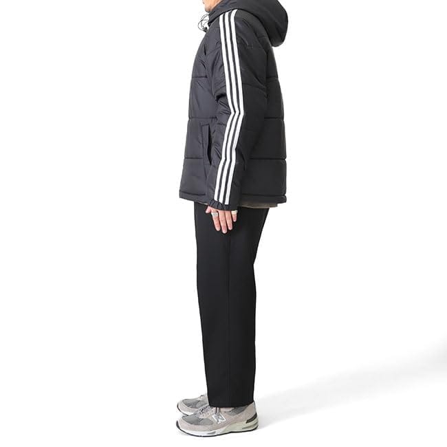 adidas アディダスオリジナルス アディカラー トレフォイルロゴ リバーシブル フーデッド ダウンジャケット HZ0690 黒 中綿 メンズ【L-Black-Green(HZ0690)】