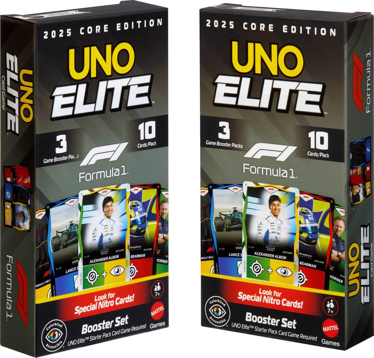 Rakuten - Mattel Games UNO エリートフォーミュラ1ブースターセット 2パック エリートアクションカード60枚付き 2025年コアエディション