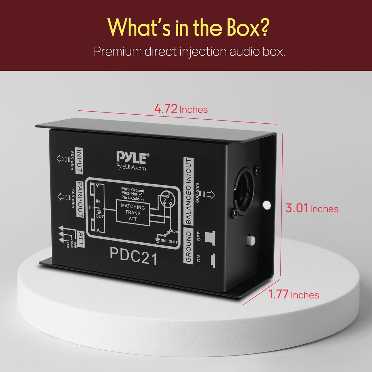 美的生活ヘルシーライフ本店のPyle-Pro PDC21 1/4'' Instrument To Balanced & Unbalanced (1/4''/XLR) Direct Box by PylePro｜アングル2