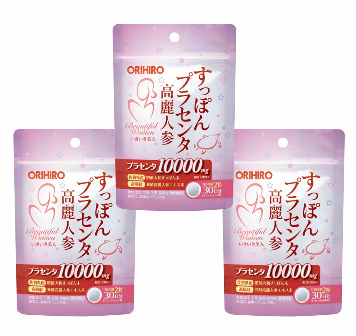 オリヒロ すっぽんプラセンタ高麗人参粒 30日分（60粒入） × 3袋セット