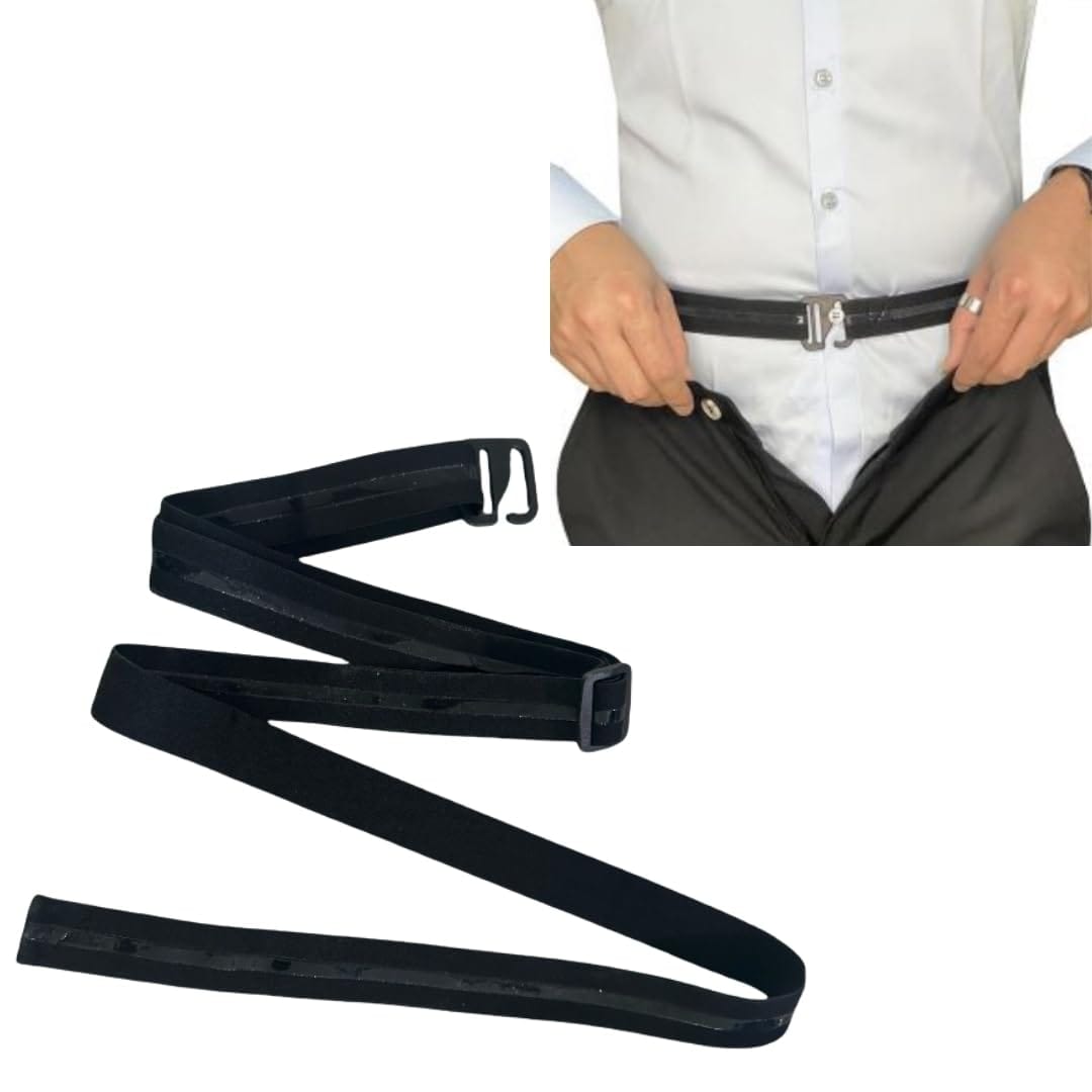 [YOSHICA] インナーベルト シャツずれ防止 ゴム 伸縮 スポーツ シャツガーター ずり上がり防止 ずり落ち防止 ベルト ワンタッチ ゴルフ メンズ レディース 黒